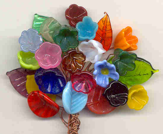 Vintage Murano Glass Flowers & Leaves